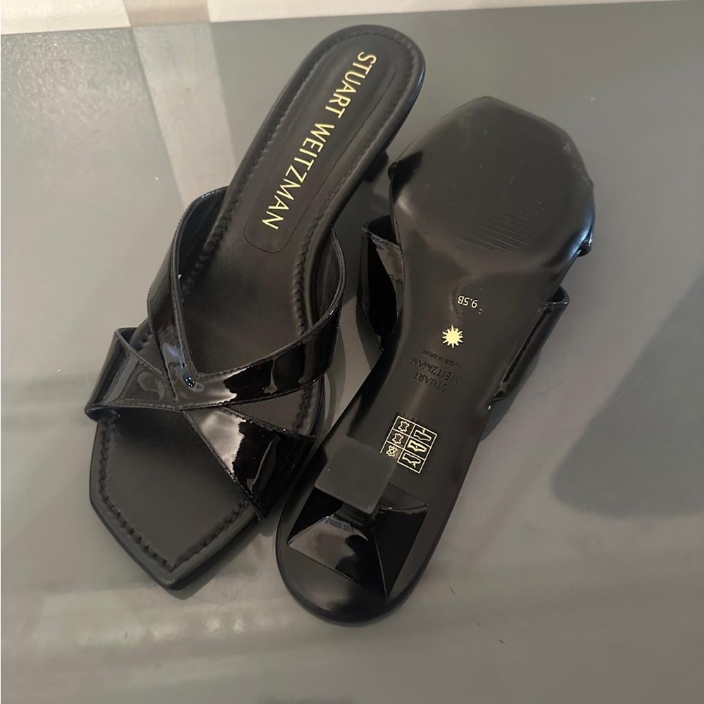 Black Stuart Weitzman Kitten Mules - image 2